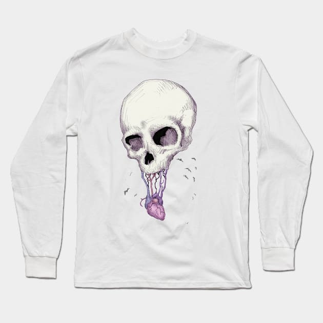 Skull Heart Long Sleeve T-Shirt by LVBart